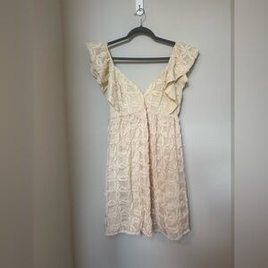 Chic Cream Ruffle Mini Dress